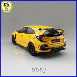 1/18 LCD Honda Civic Type R 2020 Diecast Model Car Toys Boys Girls Gifts Yellow