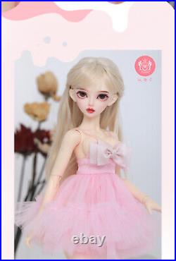 1/4 BJD Doll Makeup Minifee Ball Jointed Girl Eyes Wig Clothes Full Set Toy Moka