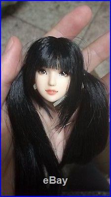 1/6 Scale OB Custom Long Black Hair Asia Girl Head For 12 Female Figure Body