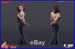 118 Long black dress girl figurine VERY RARE! NO CARS! For diecast collect