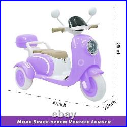 12V Kids Motorcycle Electric Moped Girls Scooter 3 Wheels Motorbike Toy with LED