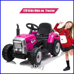 12V Kids Ride on Car Tractor Vehicle Battery Powered withRemote Pink for Girls US
