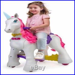 12V Ride On Unicorn Toy Hair Groom with Brush Light Sound for Toddler Kid Girl