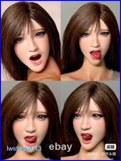 16 Sexy Tongue Girl Head Sculpt Carved For 12 Female PH TBL JO Figure Body Toy