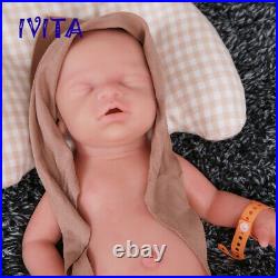 18'' Full Silicone Reborn Dolls Eyes Closed Baby Girl Can Take Pacifier Toy Gift