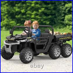 2 Seater Kids Ride on Dump Truck Car 24V 4WD Electric UTV Toys with Dump Bed Black