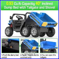 2 Seater Kids Ride on Dump Truck Car 24V 4WD Electric UTV Toys with Dump Bed Blue