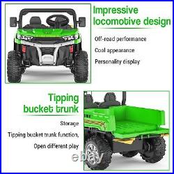 2 Seater Kids Ride on Dump Truck Car 24V 4WD Electric UTV Toys with Dump Bed Green