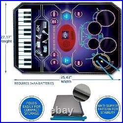 2 in 1 Kids Music Learning Toys for Boys Girls, Drum Set + Piano Mat Record