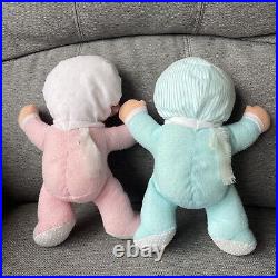 2 x Playskool Blue Pink My Very Soft Baby Doll Boy Girl Plush Squeaker Vintage