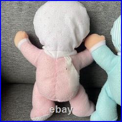 2 x Playskool Blue Pink My Very Soft Baby Doll Boy Girl Plush Squeaker Vintage