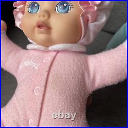 2 x Playskool Blue Pink My Very Soft Baby Doll Boy Girl Plush Squeaker Vintage