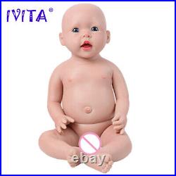 204KG Lifelike Cute Big Eyes Reborn Girl Full Body Silicone Doll Toddler Toy