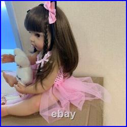 22 Reborn Baby Dolls Silicone Full Body Real Lifelike Girl Doll with Rabbit Toy