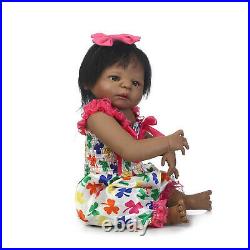 23 Black Reborn Baby Dolls Girl Silicone Full Body African American Toddler Toy