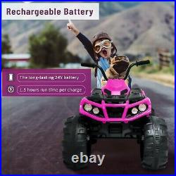 24V Pink Kids Ride-On ATV Off-Road Quad Car Battery Ride on Car