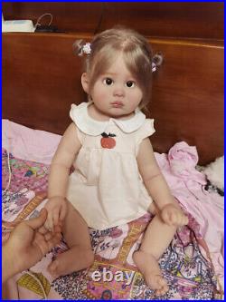 27 TWINS Girl Realistic Toddler Reborn Baby Doll Hand-rooted Hair Art Toys Gift