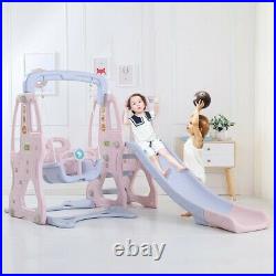 3 In 1 Toddler Climber And Swing Set Climber Sliding Playset with Basketball Hoop