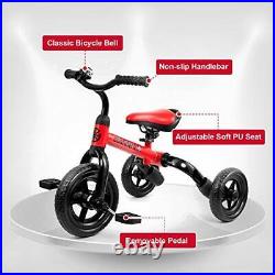 3 in 1 Toddler Tricycles for 2 4 Years Old Boys and Girls with Detachable Red