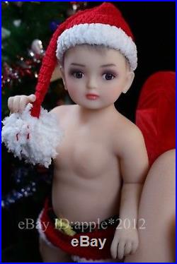 31 Reborn baby BLUE EYES girl doll TOY for child 100% full solid Silicone