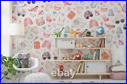 3D Animal Toy Seamless Self-adhesive Removeable Wallpaper Wall Mural 250