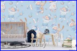 3D Baby Rabbit Toy Wallpaper Wall Mural Removable Self-adhesive 450
