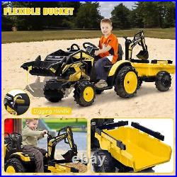 3in1 Kids Digger Ride On Excavator 24V Tractor Car Toy Music Light Remote Gift