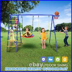 5 in 1 Boys Girls Kids Metal Swing Set Playground Outdoor Backyard Heavy Duty US
