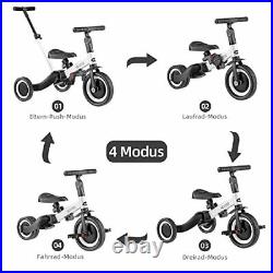 5 in 1 Toddler Tricycle with Parent Steering Push Handle for 1,2,3 Years White