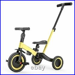 5 in 1 Toddler Tricycle with Parent Steering Push Handle for 1,2,3 Yellow