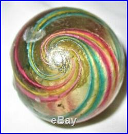 # 6 Primitive Marbles Antique Glass Latticinio Toy Marble Candy Swirl Boy Girl