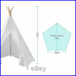 6 ft White Teepee Tent for Kids Children Kids Play Tent Boys Girl Playhouse Tipi