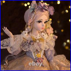 60cm BJD Doll 1/3 Ball Jointed Girl Face Eyes Makeup Dress Wigs Shoes Gifts Toy