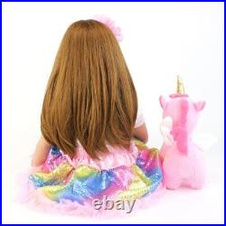 60cm Big Size Doll Toy Lifelike Vinyl Princess Baby With Unicorn Clothing Bebe