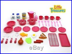 65 Pcs Kids Pretend Play Toddler Cooking Mini Toy Dishes Food Playset For Girls
