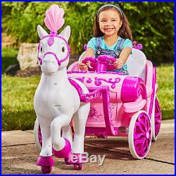 6v Ride On Toys for Girl Car Ride Activities Toddlers Pony Animal Buggy Princess