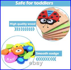 8 Pack Wooden Puzzles Toddler Toys for 1 2 3 Year Old Boys Girls, Animal Jigsaw