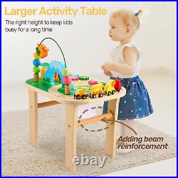 Activity Table for 1+ Year Old, 9 in 1 Wooden Montessori Toys with Bead Maze Sha