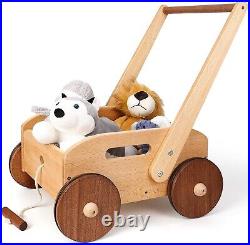 Adjustable Speed Push Toys for Babies Learning to Walk, Natural Wood Push and