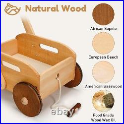 Adjustable Speed Push Toys for Babies Learning to Walk, Natural Wood Push and