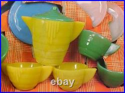 Akro Agate American Maid Tea Set Concentric Ring 16 Pc in Box Vintage Childs Toy