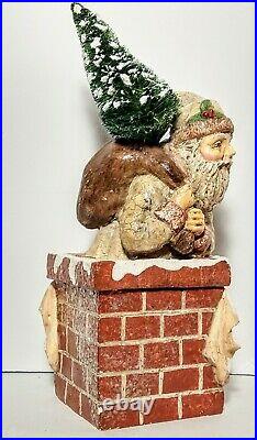 Antique Large German Santa In Chimney Candy Container Early Christmas Toy