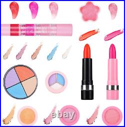 Auney 21Pcs Makeup for Girls Kids Makeup Kit Girl Real Pretend Play Makeup Toy f