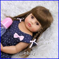 Baby Girl Doll Silicone Vinyl Body Flexible Acrylic Eyes Reborn Toddler Bath Toy