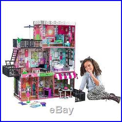 Barbie Size Dollhouse Toy for Girl with Furniture Wooden Play Doll House NEW Gif