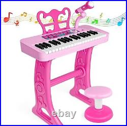 Birthday Gift for 3 4 5 6 7 Year Old Girls Piano Toy with Stood for Girls 3-5