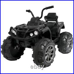 Black 24V Kids Ride-On Electric ATV Off-Road Quad Car Toy with2 Speeds+LED Lights