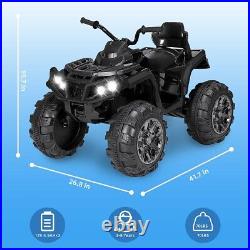 Black 24V Kids Ride-On Electric ATV Off-Road Quad Car Toy with2 Speeds+LED Lights