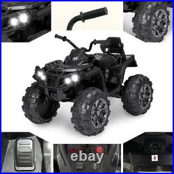 Black 24V Kids Ride-On Electric ATV Off-Road Quad Car Toy with2 Speeds+LED Lights