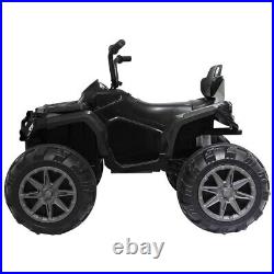 Black 24V Kids Ride-On Electric ATV Off-Road Quad Car Toy with2 Speeds+LED Lights